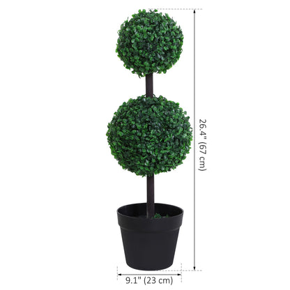 2 Ball Topiary Tree in Pot for Home Decor, Artificial Plant for Home Office, Living Room Decor, Dark Green Artificial Trees   at Gallery Canada