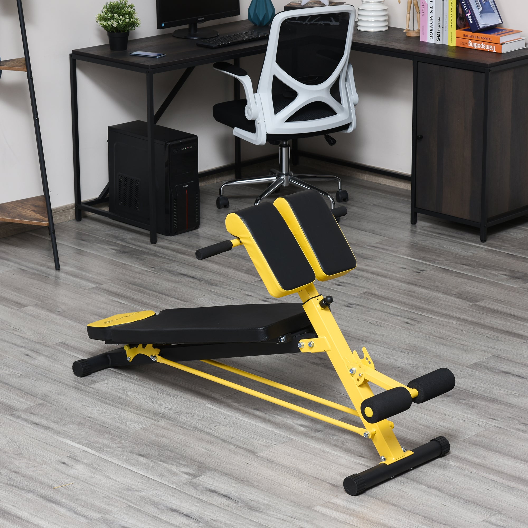 Adjustable Weight Bench Roman Chair Exercise Training Multi-Functional Hyper Extension Bench Dumbbell Bench Ab Sit up Decline Flat Black and Yellow Weight Benches at Gallery Canada