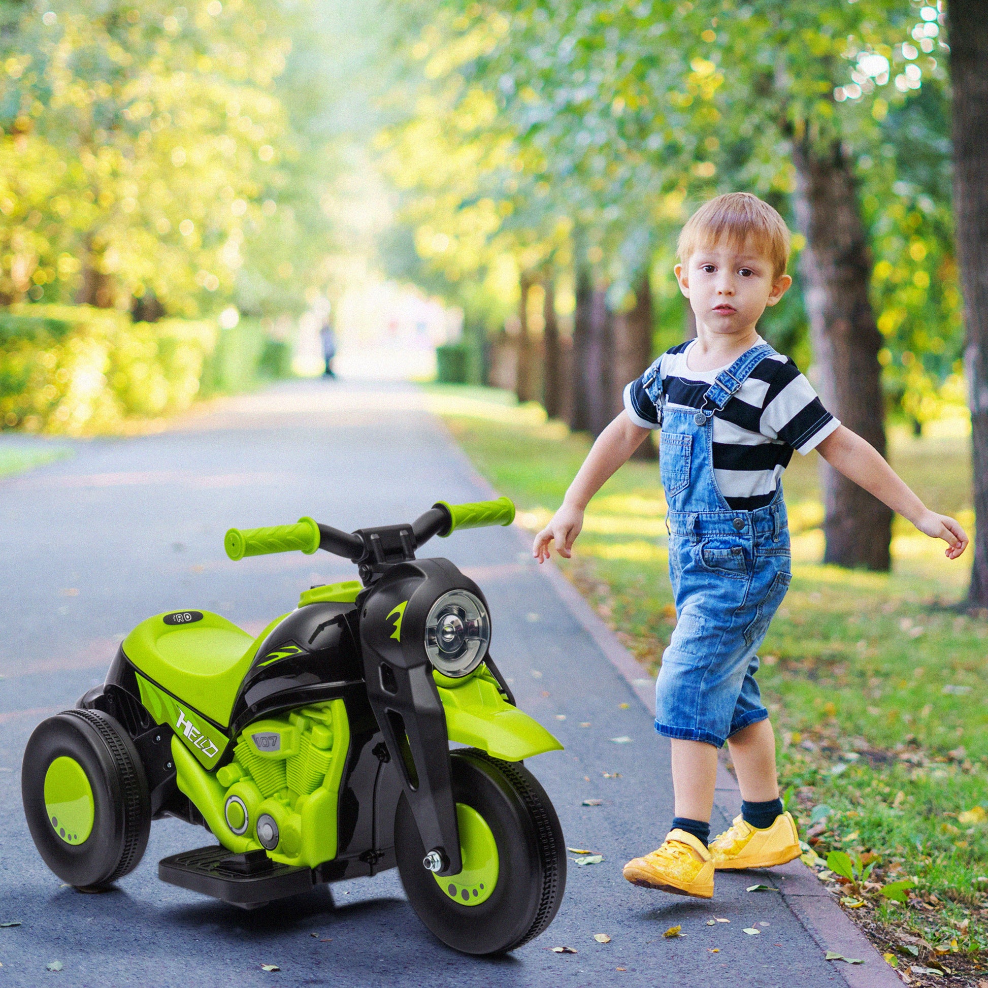 Electric Motorcycle for Kids, 6V Ride on Bubble Car with LED Headlight, Music, Pedal, for 2-5 Years Green Electric Motorcycles   at Gallery Canada