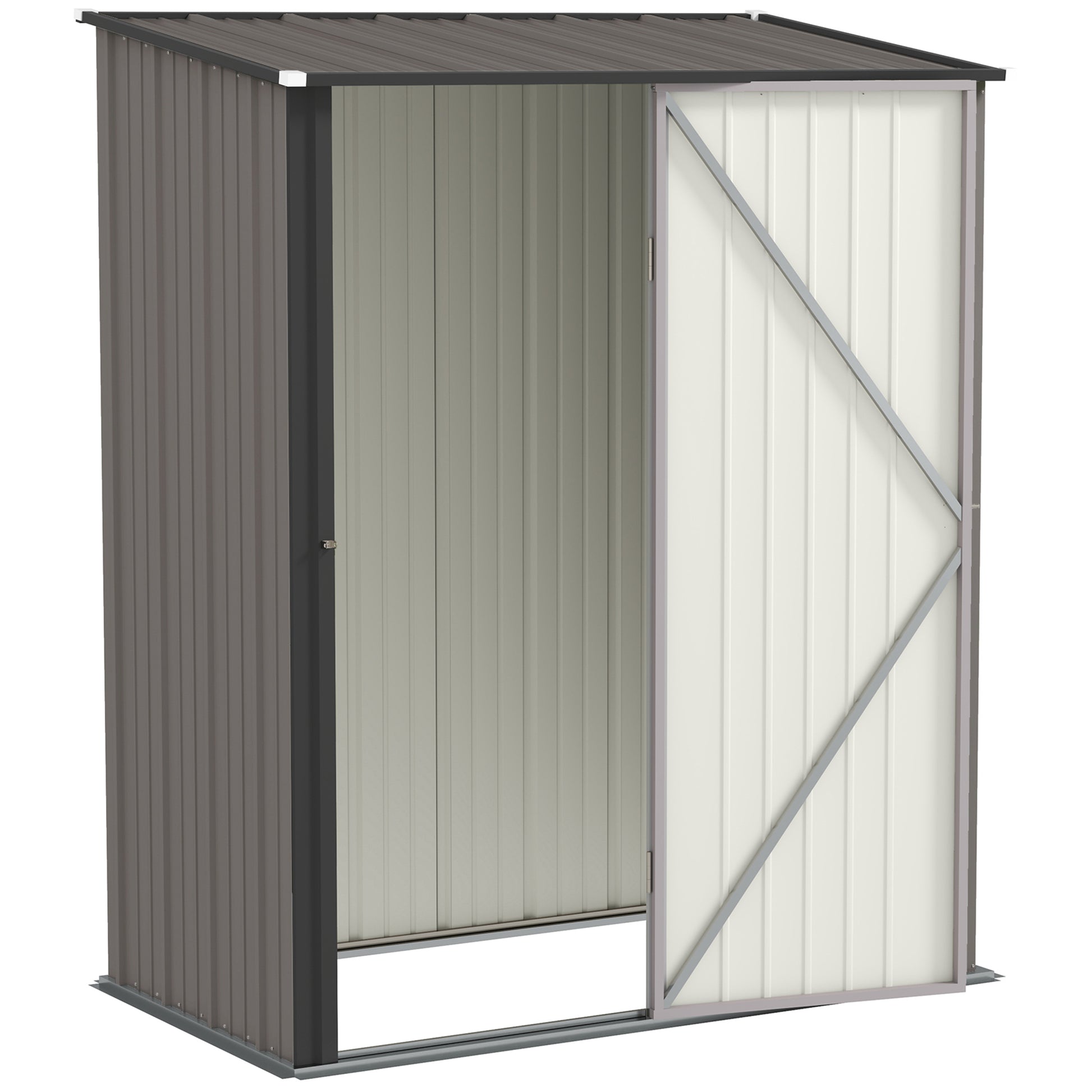 5' x 3' Outdoor Storage Shed, Steel Garden Shed with Single Lockable Door, Tool Storage Shed for Backyard, Light Grey Sheds at Gallery Canada