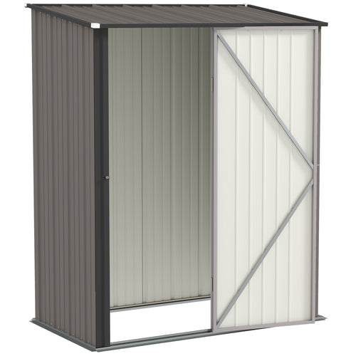 5' x 3' Outdoor Storage Shed, Steel Garden Shed with Single Lockable Door, Tool Storage Shed for Backyard, Light Grey