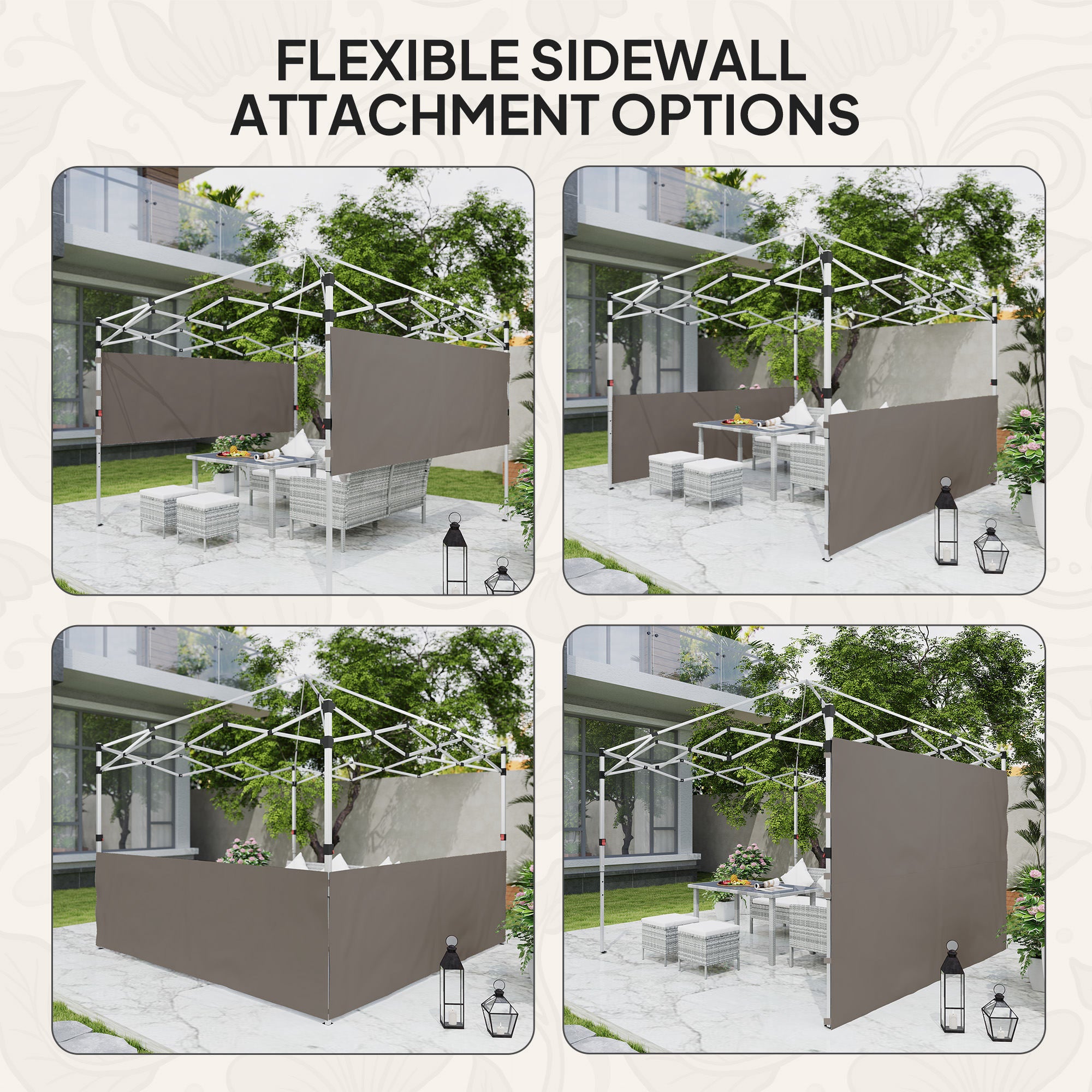 Canopy Sidewalls for 10' x 10' or 10' x 20' Pop up Canopy, 2 PCS Canopy Half Walls Only, Grey Gazebo Sidewalls at Gallery Canada
