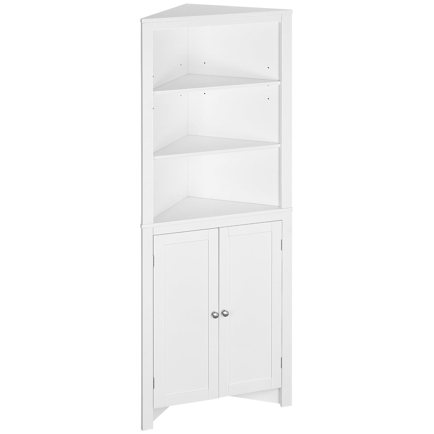 Tall Bathroom Storage Cabinet, Corner Cabinet with Doors, Linen Cabinet with Doors and 3-Tier Shelves, White Bathroom Cabinets White  at Gallery Canada