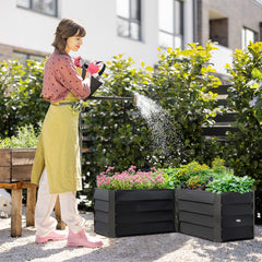 45" x 45" x 17" L-Shaped Galvanized Steel Raised Garden Bed for Vegetables, Flowers, Herbs, Dark Grey Raised Garden Beds Dark Grey at Gallery Canada
