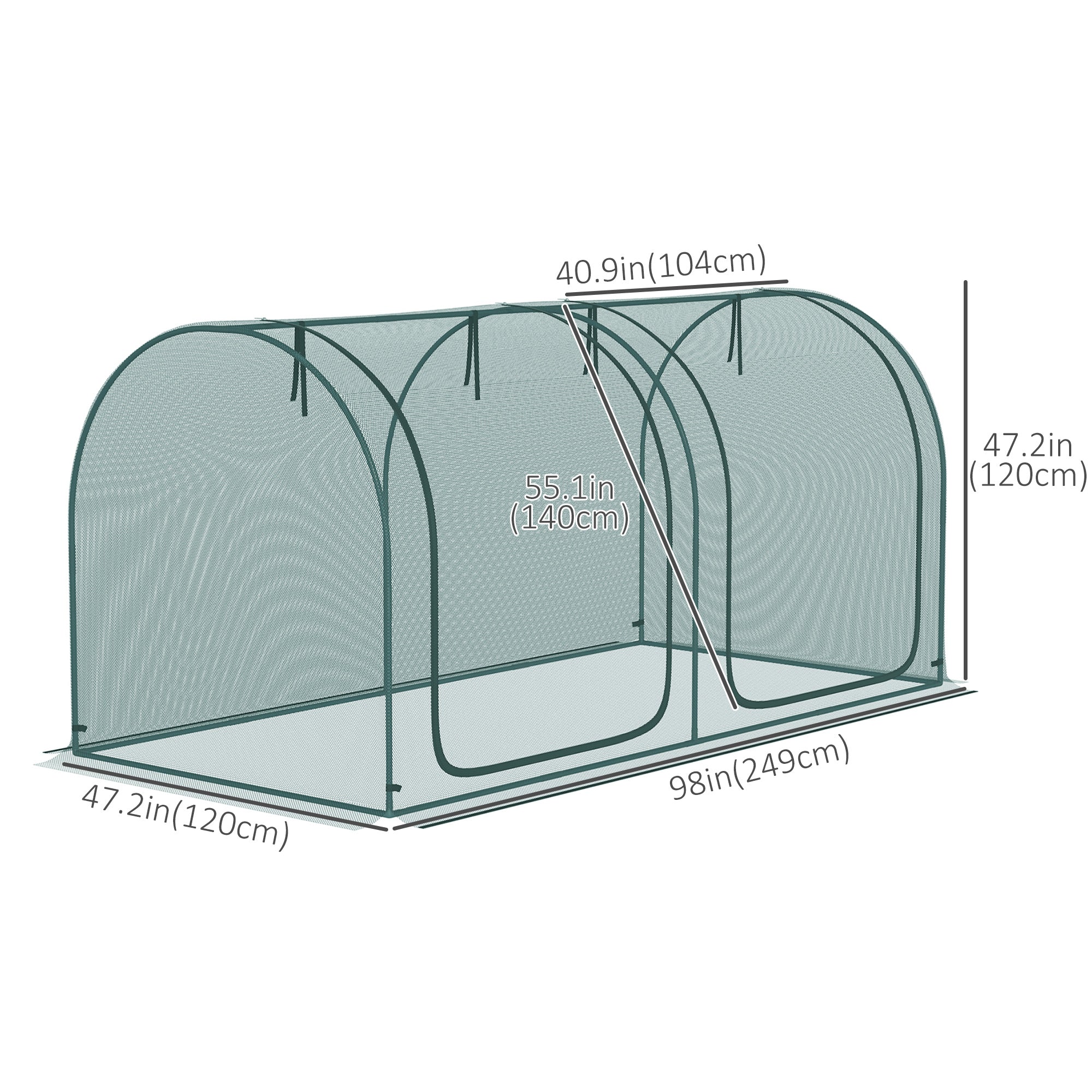 8' x 4' Crop Cage, Plant Protection Tent, with Two Zippered Doors and 4 Ground Stakes, for Garden, Yard, Lawn, Green Walk In Greenhouses   at Gallery Canada