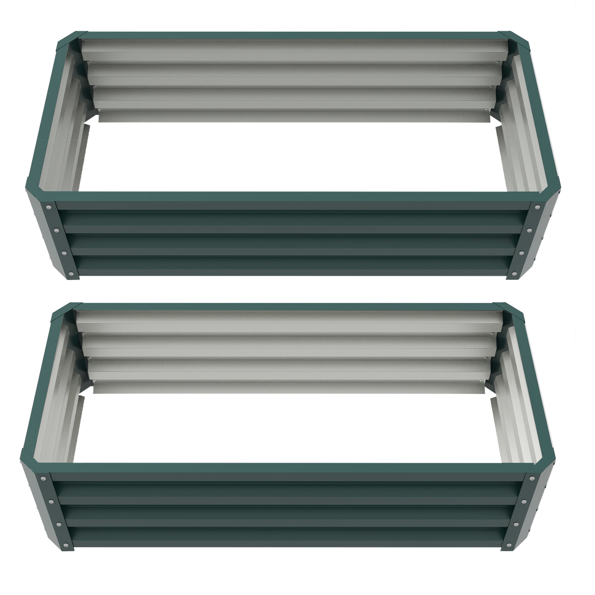 Galvanized Raised Garden Beds, Outdoor Planter Box, Set of 2, for Flowers, Herbs and Vegetables, Green Galvanized Planter Boxes Green  at Gallery Canada