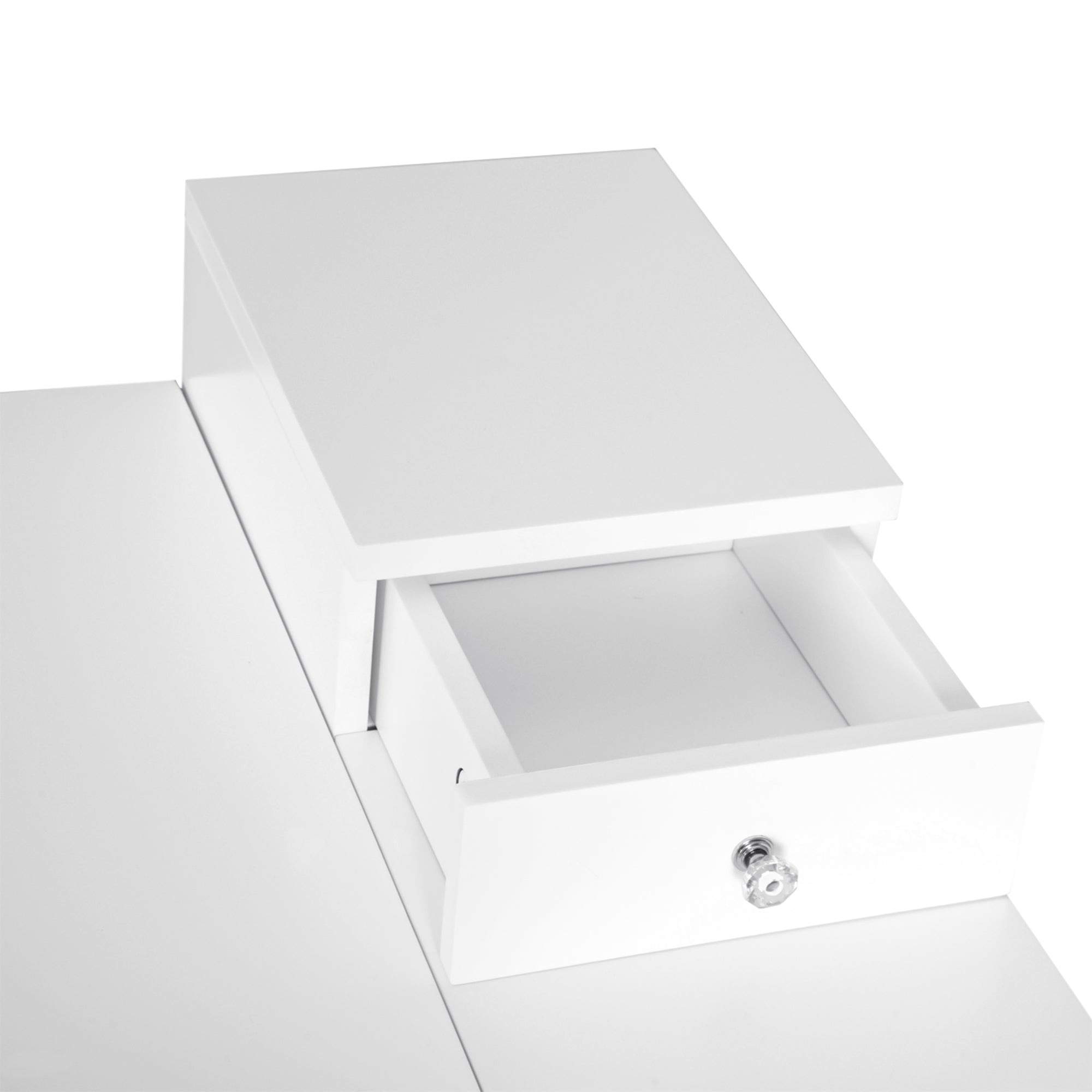 Vanity Desk with Mirror, Modern Dressing Table with Mirror, Make Up Desk with Flip-up Top, 2 Drawers, White Dressing & Vanity Tables   at Gallery Canada