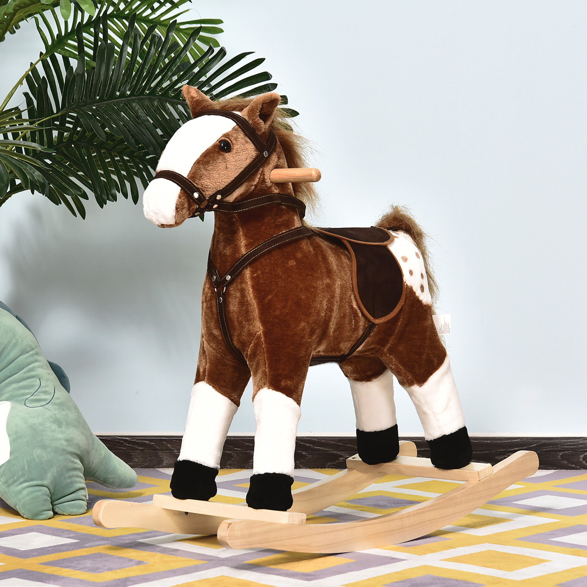 Rocking Horse Plush Pony Children Kid Ride on Toy w/ Realistic Sound (Brown) Rocking Horses at Gallery Canada