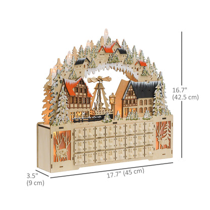 Wooden Christmas Advent Calendar with 24 Fillable Countdown Drawers and LED Lights, Battery Operated, Reusable Christmas Advent Calendars   at Gallery Canada