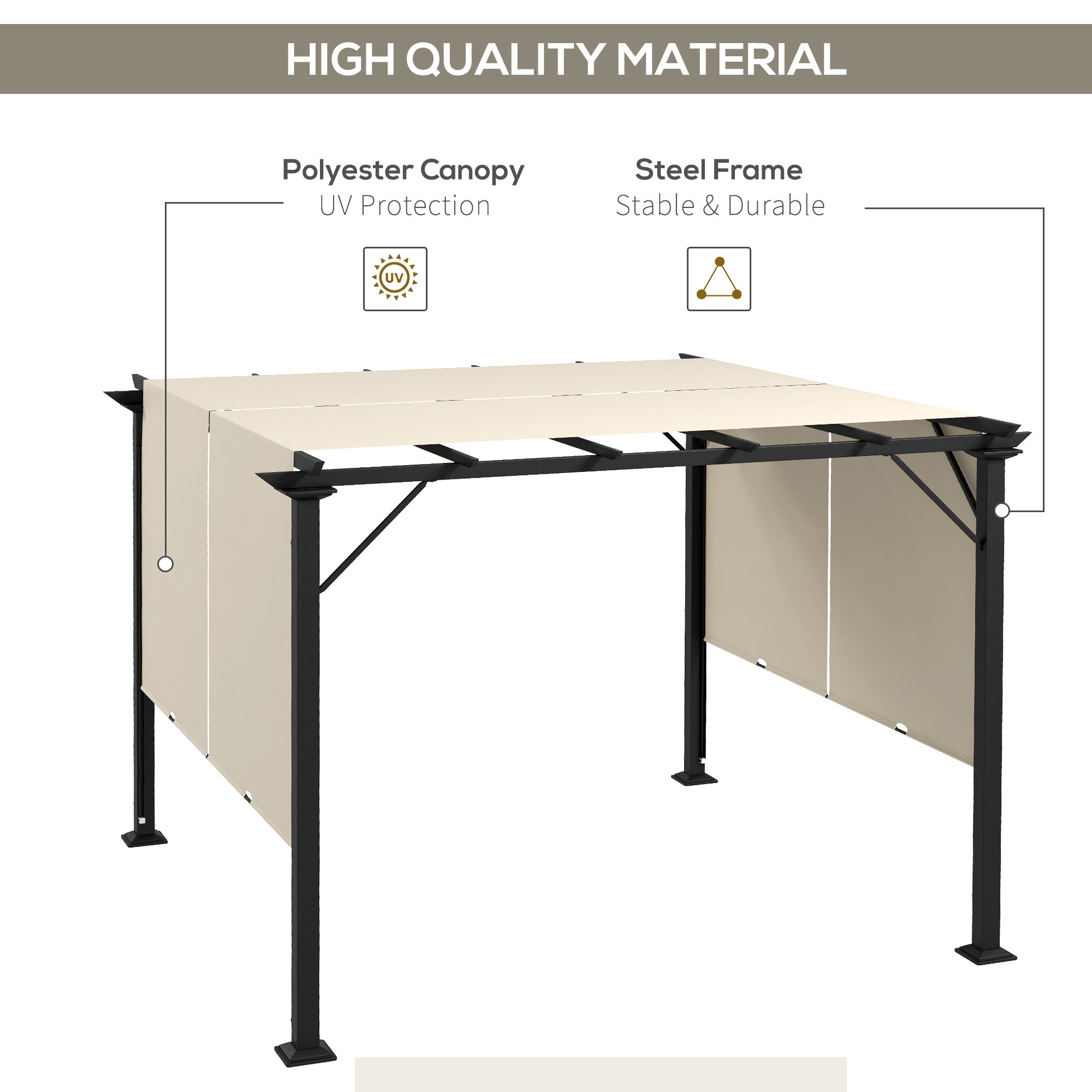 10' x 10' Retractable Pergola Canopy for Backyard, Beige Pergolas at Gallery Canada