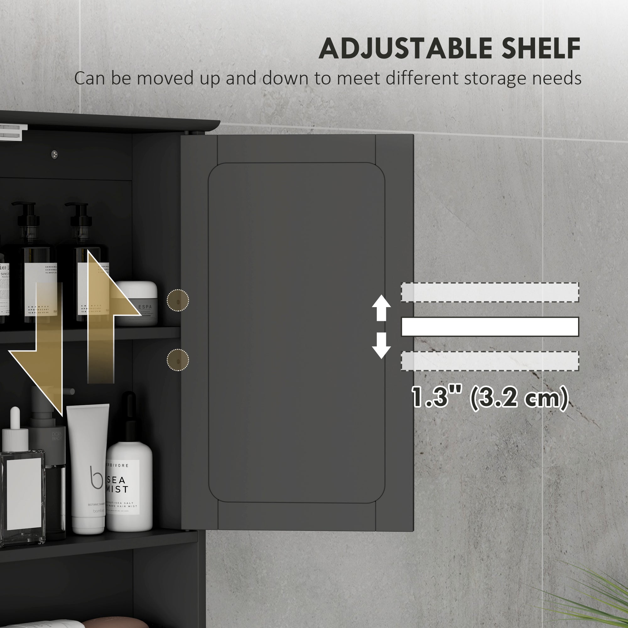 Medicine Cabinet, Wall-Mounted Bathroom Mirror Cabinet with Double Doors, Open Shelf, and Adjustable Shelf, Modern Bathroom Wall Cabinet, Black Mirror Medicine Cabinets at Gallery Canada