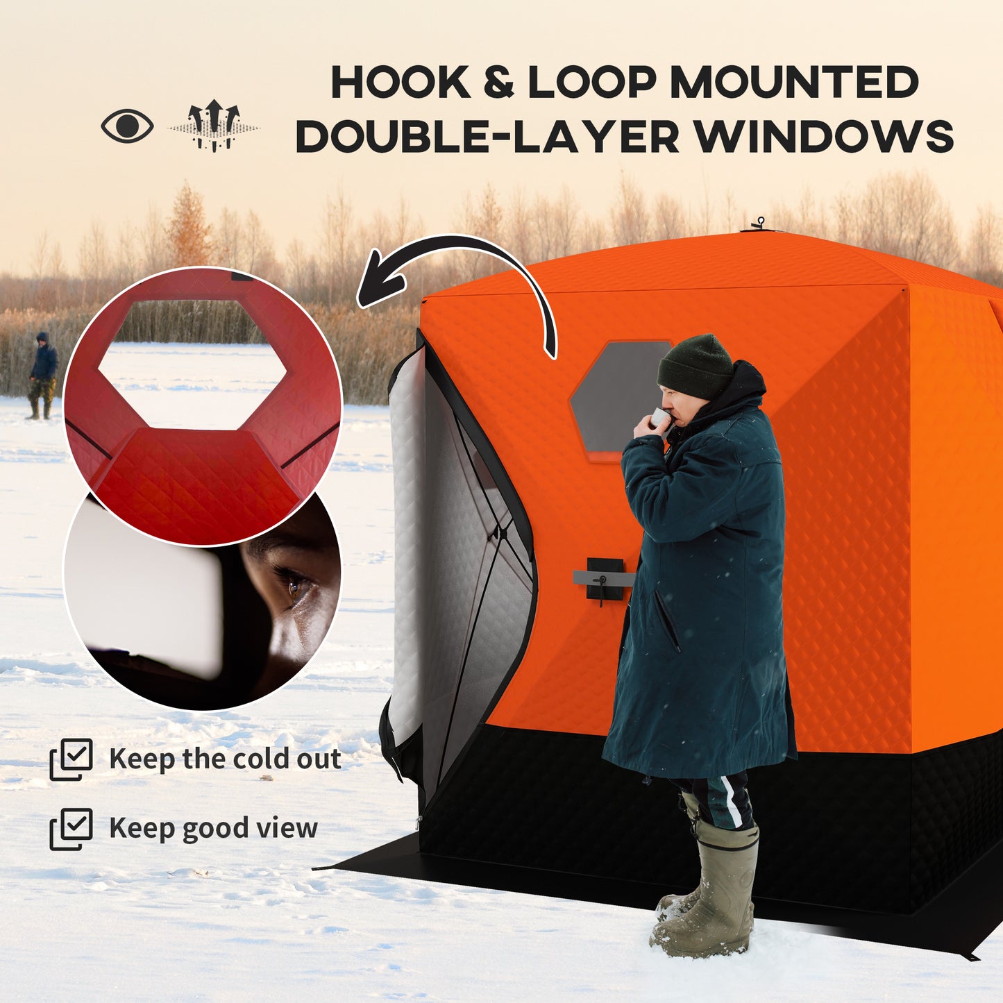 2-3 Person Insulated Ice Fishing Shelter, Pop up Ice Fishing Tent with Windows, Vents and Carry Bag, for Low-Temp -22℉ Ice Fishing Tents   at Gallery Canada