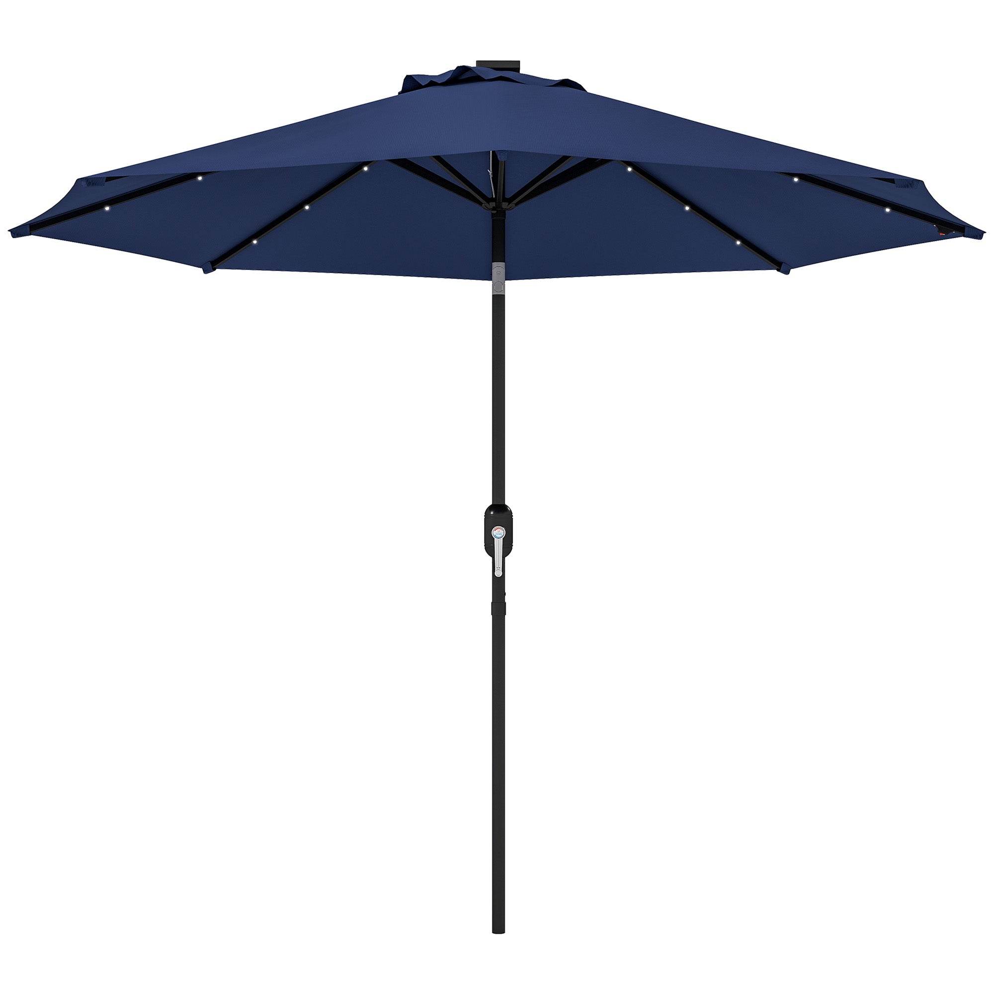 9ft Solar Patio Umbrella Outdoor Sunshade 24 LED Lights Tilt Canopy Navy Blue Sun Umbrellas Navy Blue at Gallery Canada