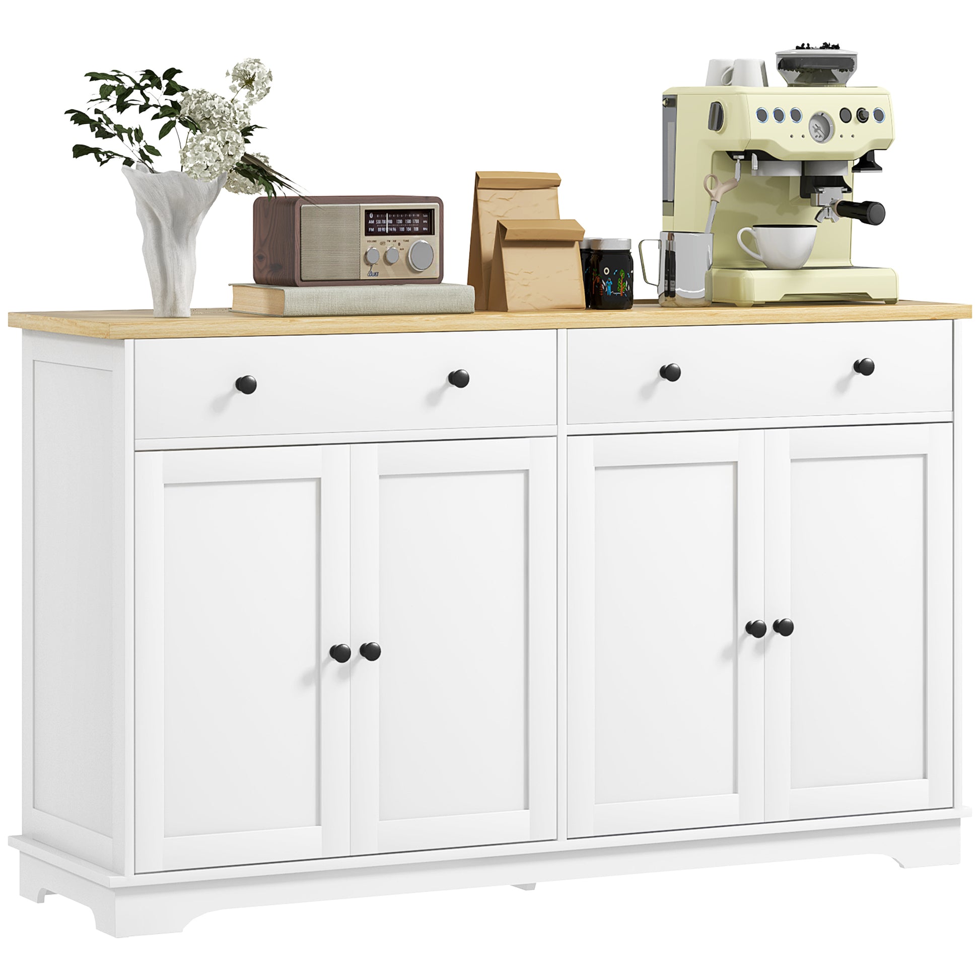 Modern Sideboard, Buffet Cabinet with Storage Drawers, Adjustable Shelves for Living Room, Dining Room, Entryway, White Storage Cabinets   at Gallery Canada