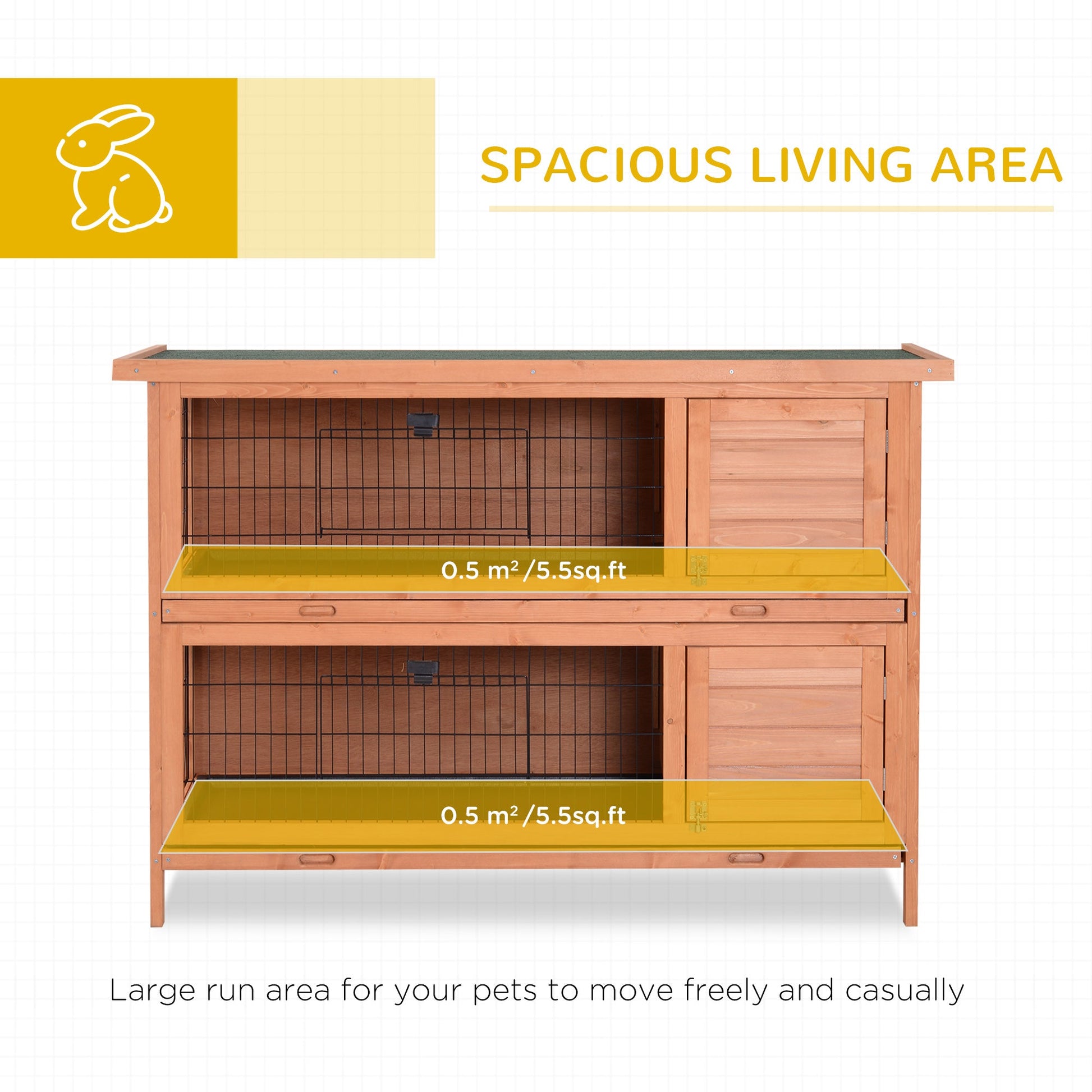 2-Story 54" Rabbit Hutch with Lockable Doors, No Leak Tray, Waterproof Roof, Orange Rabbit Hutch   at Gallery Canada