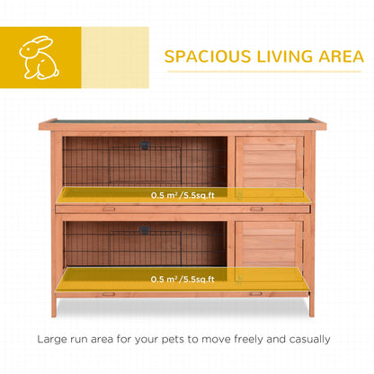 2-Story 54" Rabbit Hutch with Lockable Doors, No Leak Tray, Waterproof Roof, Orange Rabbit Hutch   at Gallery Canada