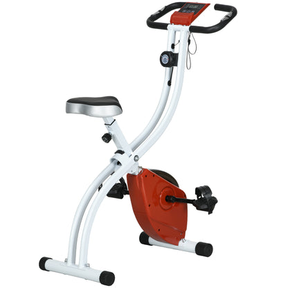 Foldable &; Quiet Exercise Bike with 8-Level Magnetic Resistance, Pulse Sensor, Wheels and LCD Monitor, Red Exercise & Stationary Bikes   at Gallery Canada