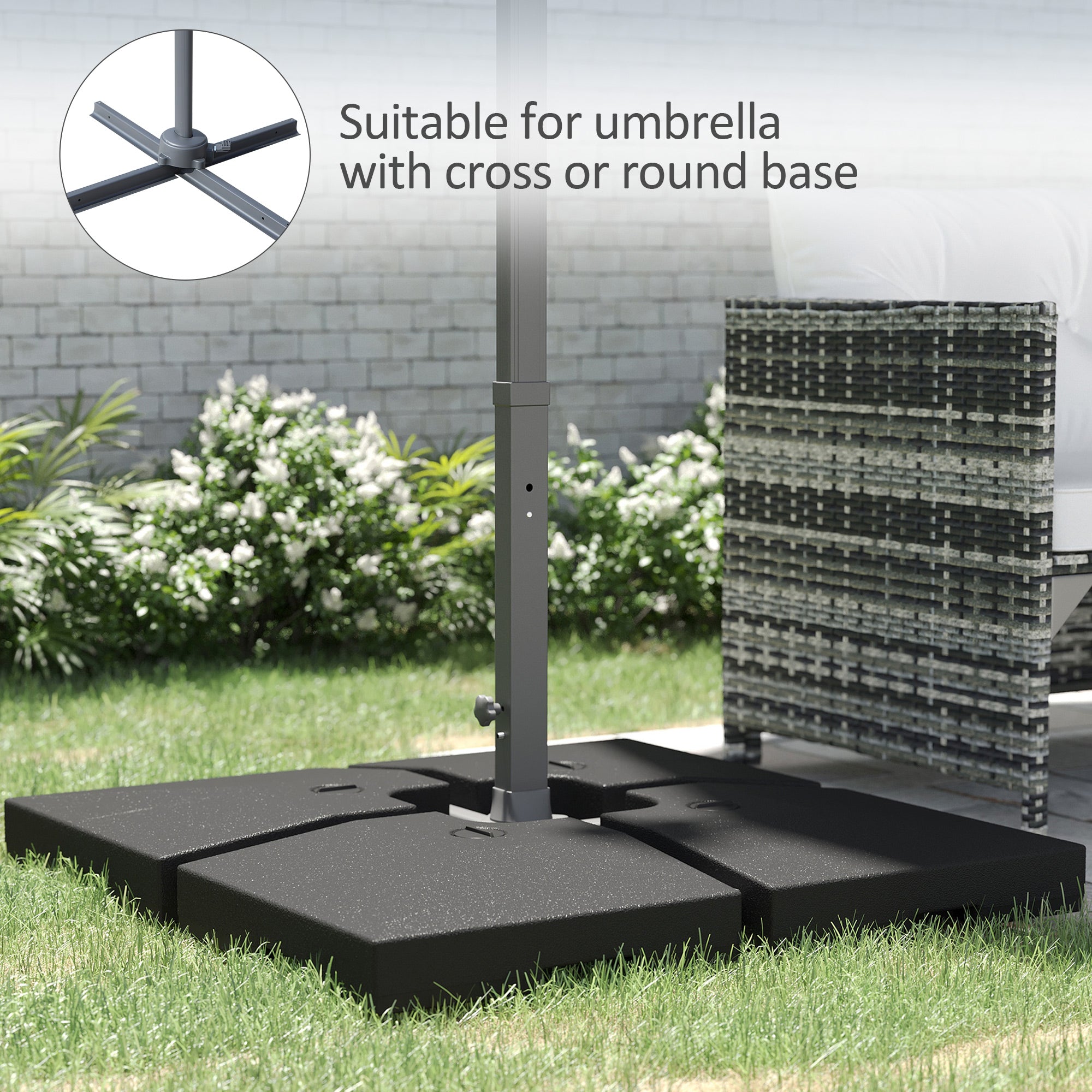 4 Pieces Base Weight Stand, Heavy Duty Square Offset Cantilever Umbrella Stand Weighted Base, Total 264Lbs Sand/ 176Lbs Water Filled Umbrella Bases at Gallery Canada
