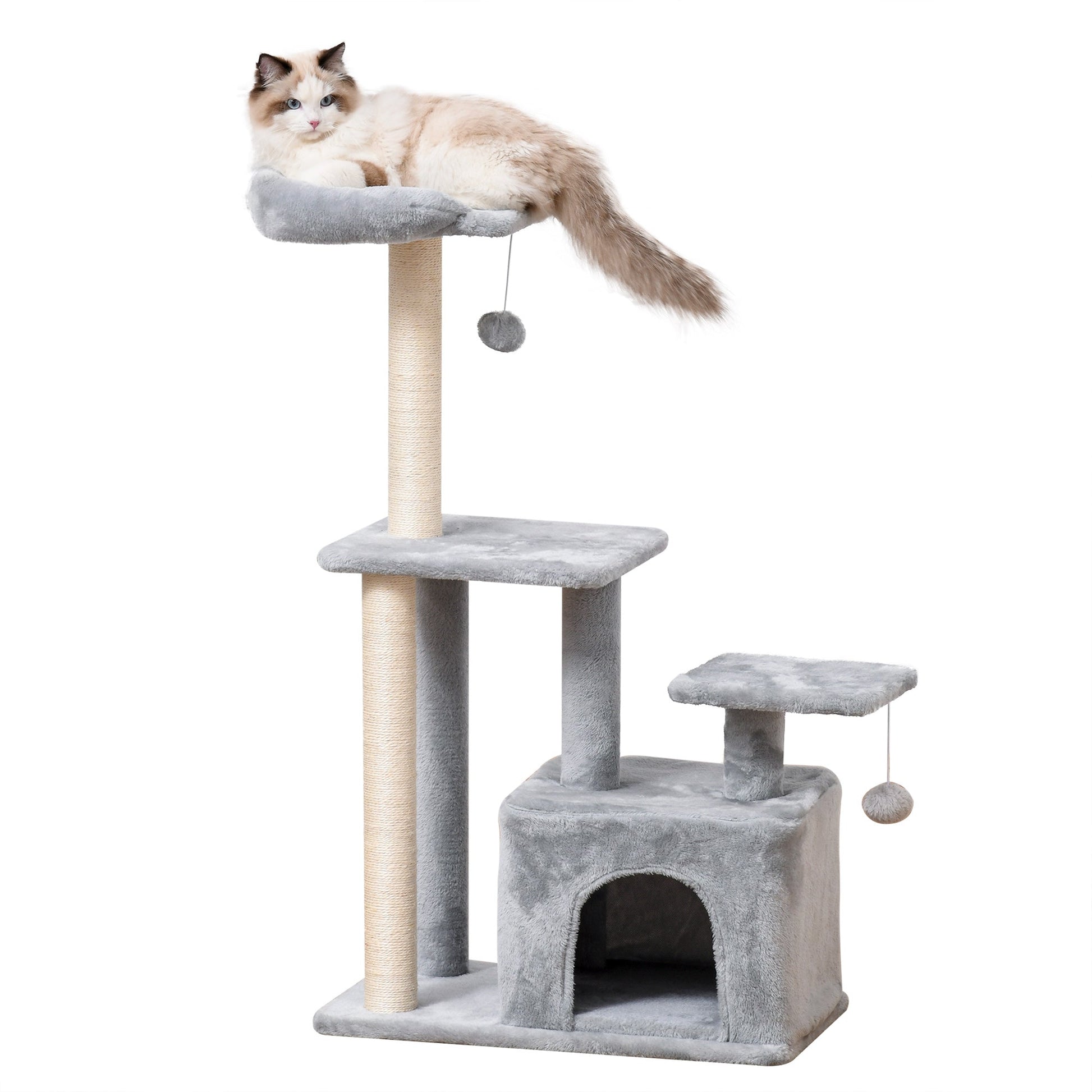 Cat Tree for Indoor Cats, Multi-Level Cat Condo with Sisal Scratching Post, Perch, Hanging Ball, Light Grey Cat Towers Multi Colour  at Gallery Canada