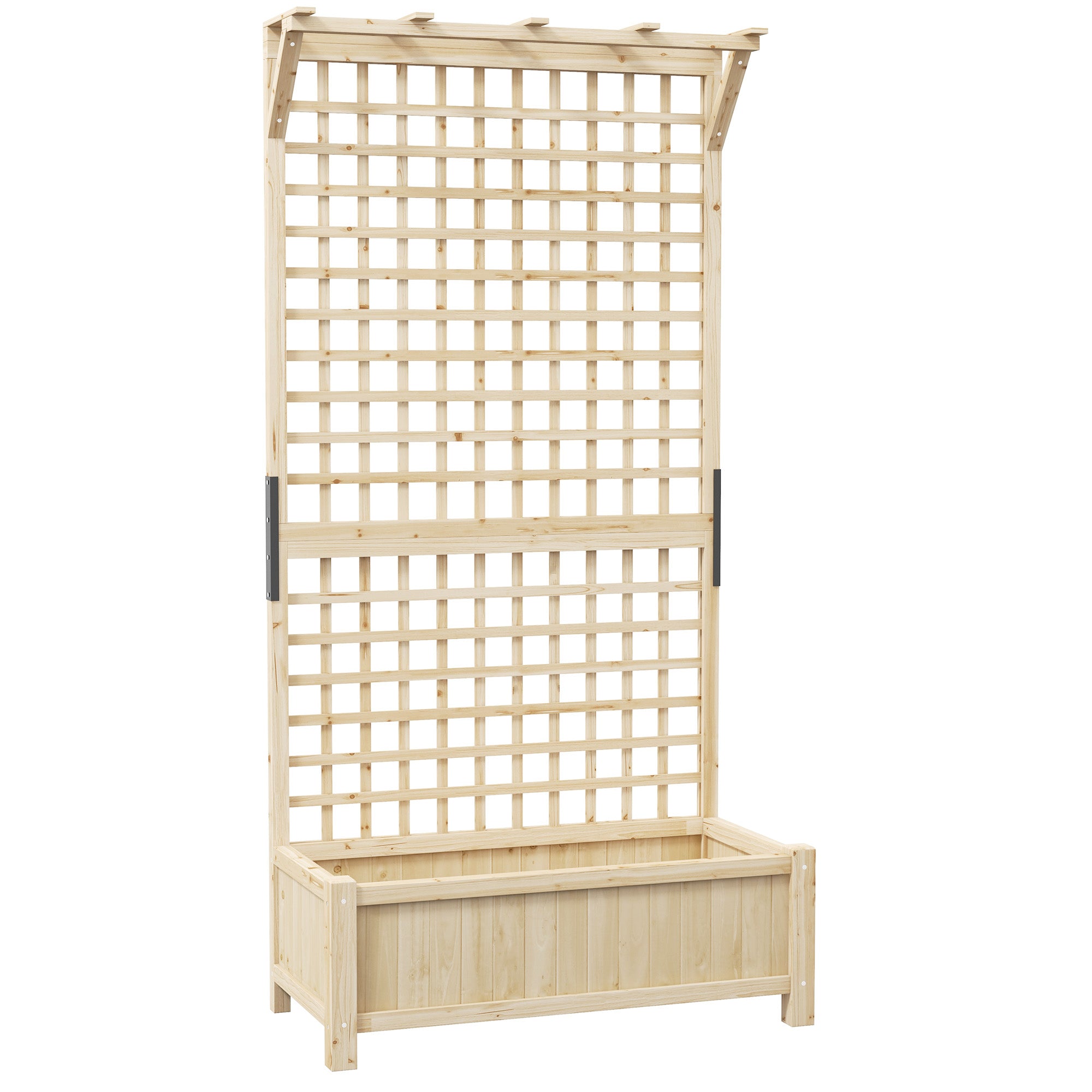 Wood Planter with Trellis for Vine Climbing, Raised Garden Bed, Privacy Screen for Backyard, Patio, Deck, Natural Wood Raised Garden Beds at Gallery Canada