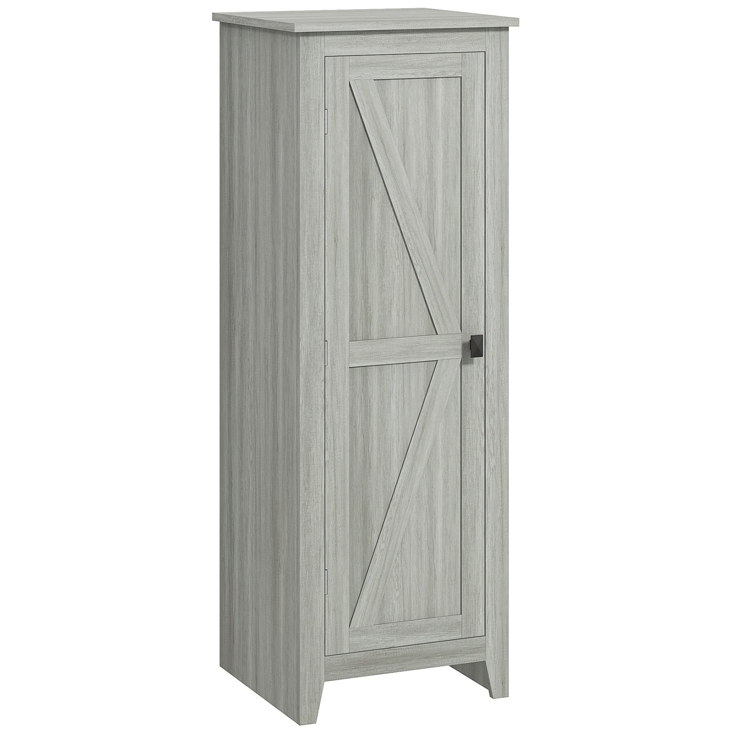 48" Kitchen Pantry Storage Cabinet w/ Barn Door, Kitchen Pantry Cabinet w/ Adjustable Shelves, Grey Wood Grain Kitchen Pantry Cabinets   at Gallery Canada