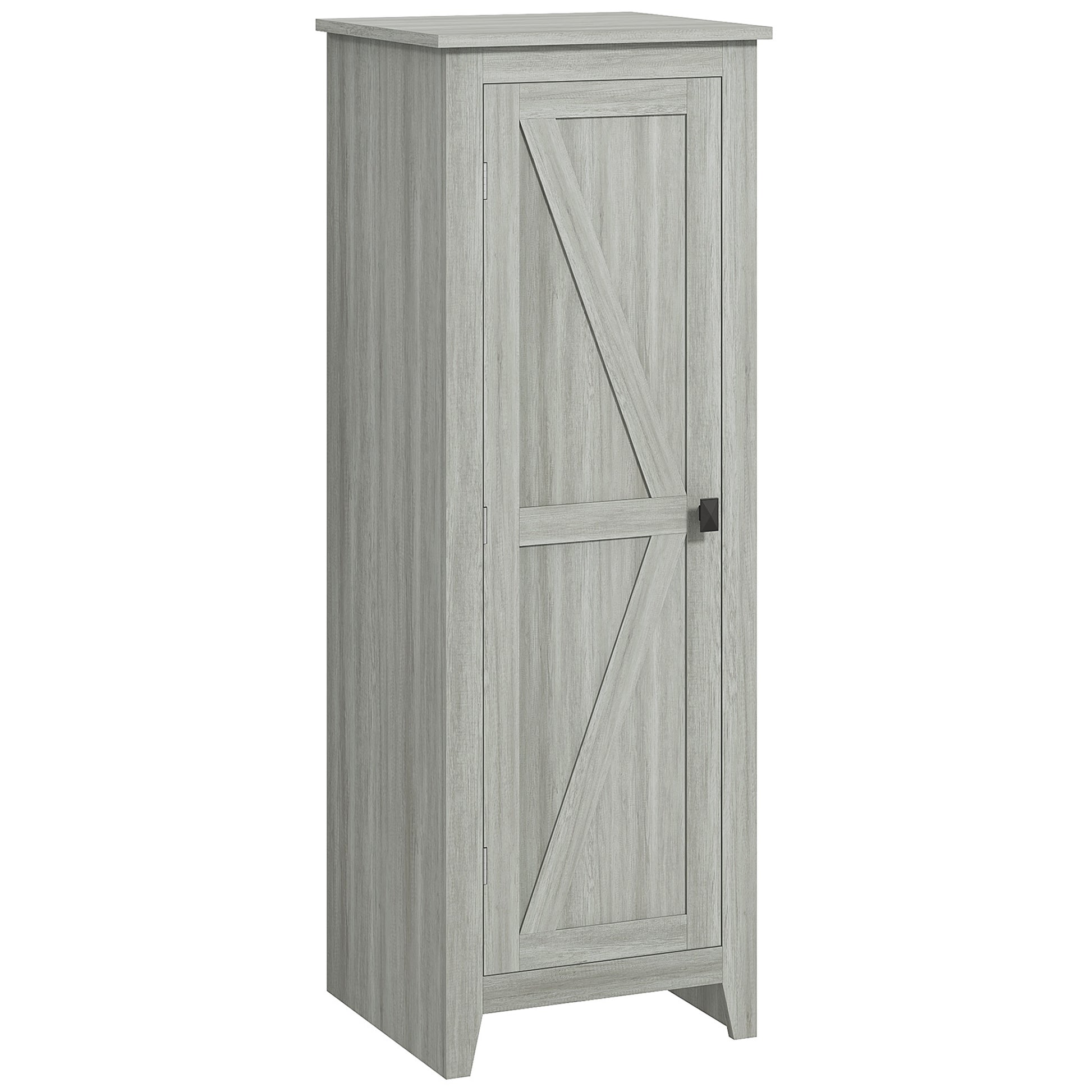 48" Kitchen Pantry Storage Cabinet w/ Barn Door, Kitchen Pantry Cabinet w/ Adjustable Shelves, Grey Wood Grain Kitchen Pantry Cabinets   at Gallery Canada