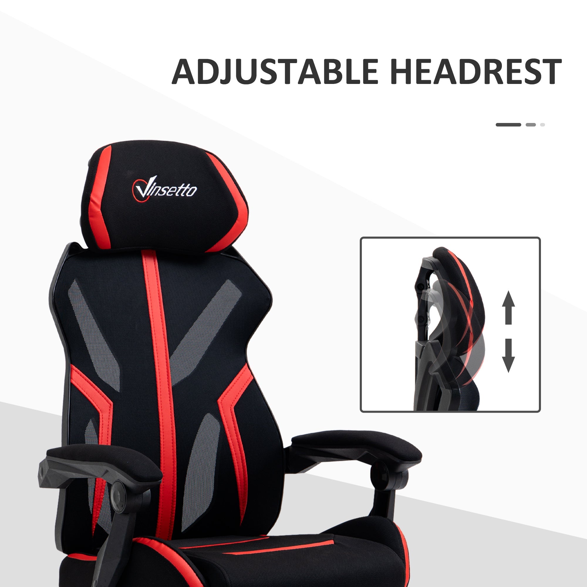 Racing Gaming Chair, Mesh Office Chair, High Back Computer Chair with Footrest, Lumbar Back Support, Swivel Wheels, Adjustable Height, Black Red Video Game Chairs   at Gallery Canada