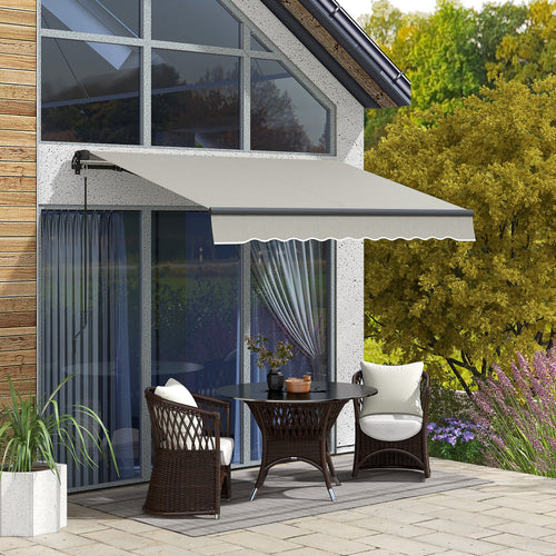 8' x 6.5' Retractable Awning, 280gsm UV Resistant Sunshade Shelter for Deck, Balcony, Yard, Light Grey
