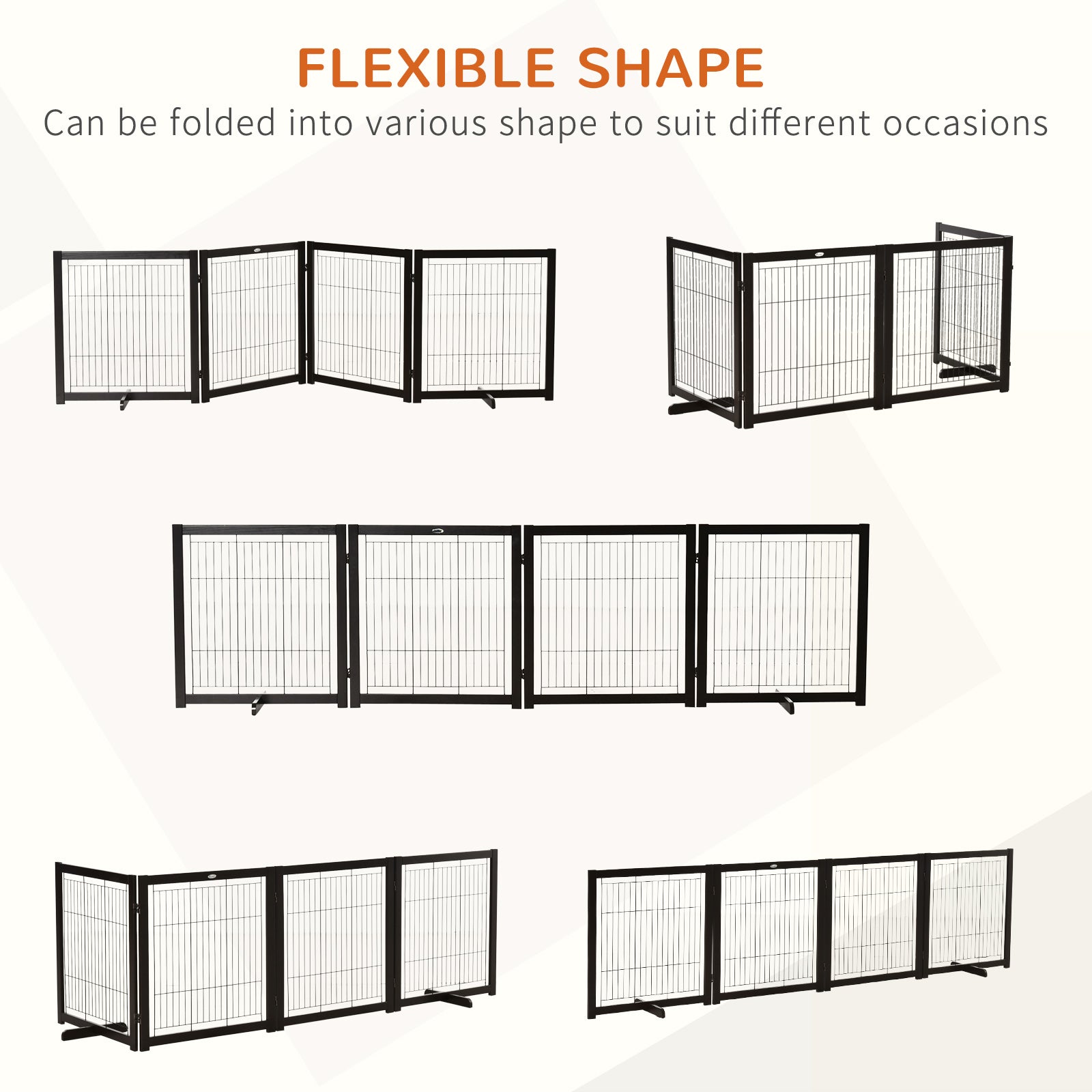 Wooden Foldable Small &; Medium-Sized Dog Gate 4 Panel with Support Feet Pet Fence Freestanding Safety Barrier for House Doorway Stairs Coffee Houses, Kennels & Pens   at Gallery Canada