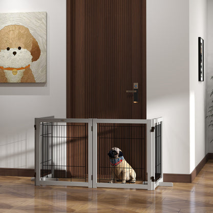 Wooden Dog Gate for Small &; Medium Dogs 4 Panel w/ Support Feet Foldable Pet Fence for House Doorway Light Grey Houses, Kennels & Pens   at Gallery Canada