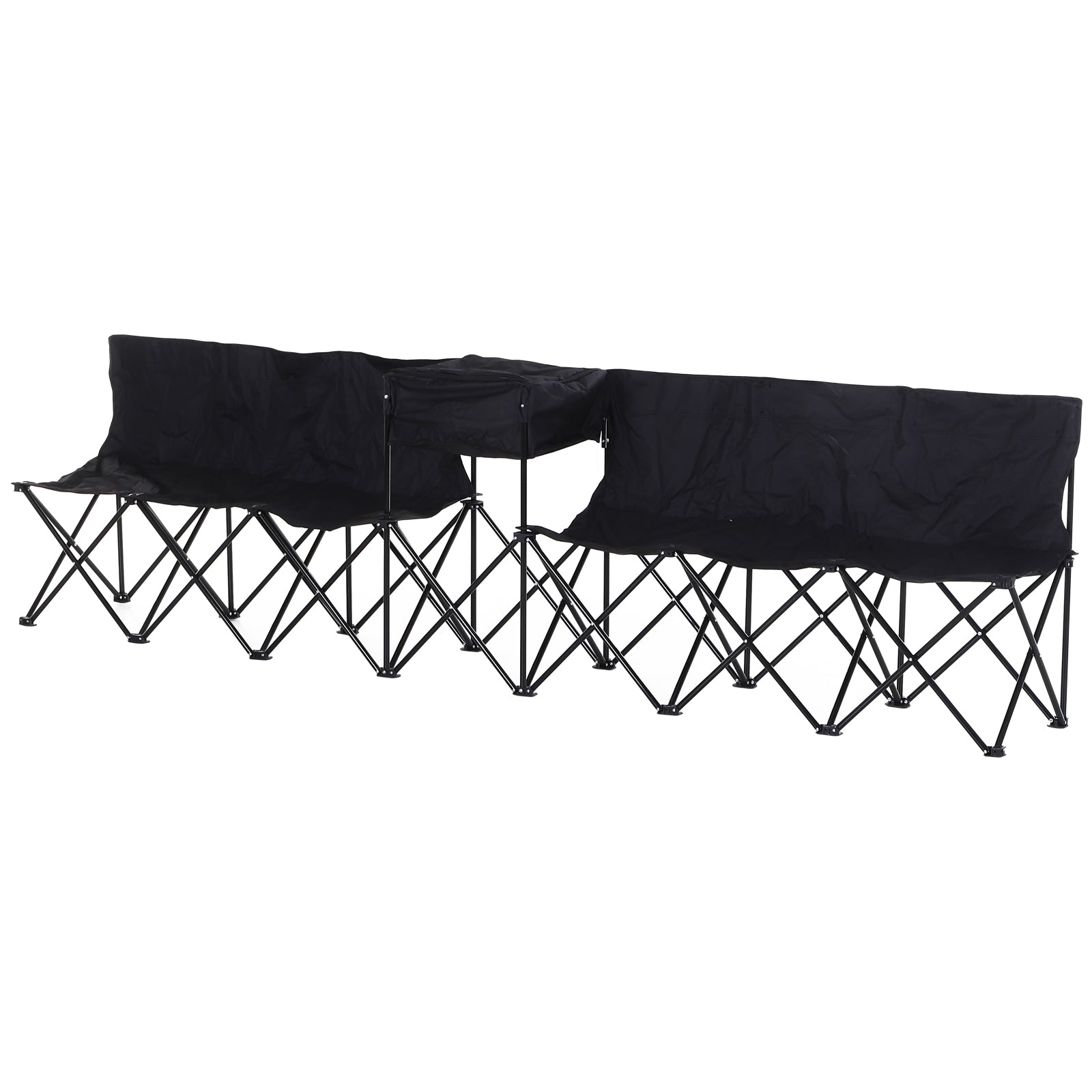 6-Person Folding Camping Bench Chair Sport Seat Folding Cooler Bag w/ Carrying Case Picnic Tables & Camping Chairs Black at Gallery Canada