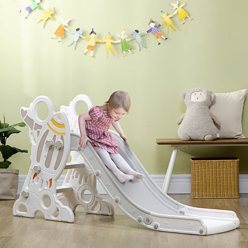Toddler Slide Indoor for Kids 1.5-3 Years Old, Space Theme Climber Slide Playset, Grey
