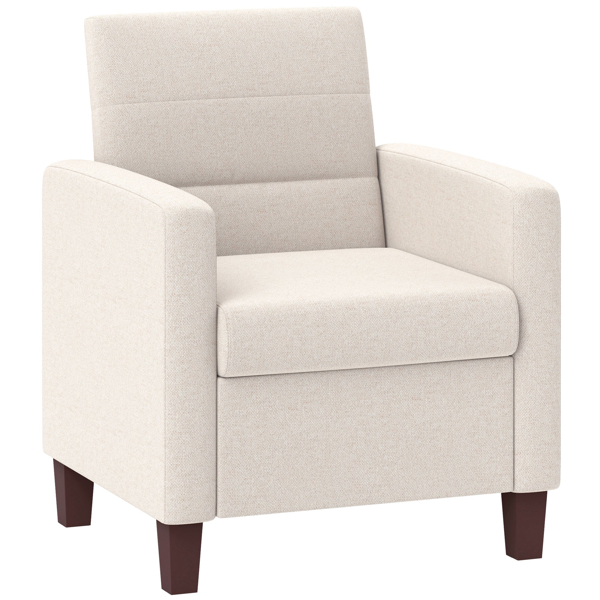 Fabric Accent Chair, Modern Armchair with Seat Cushion and Non-Slip Pads for Living Room, Bedroom, Cream White Accent Chairs at Gallery Canada