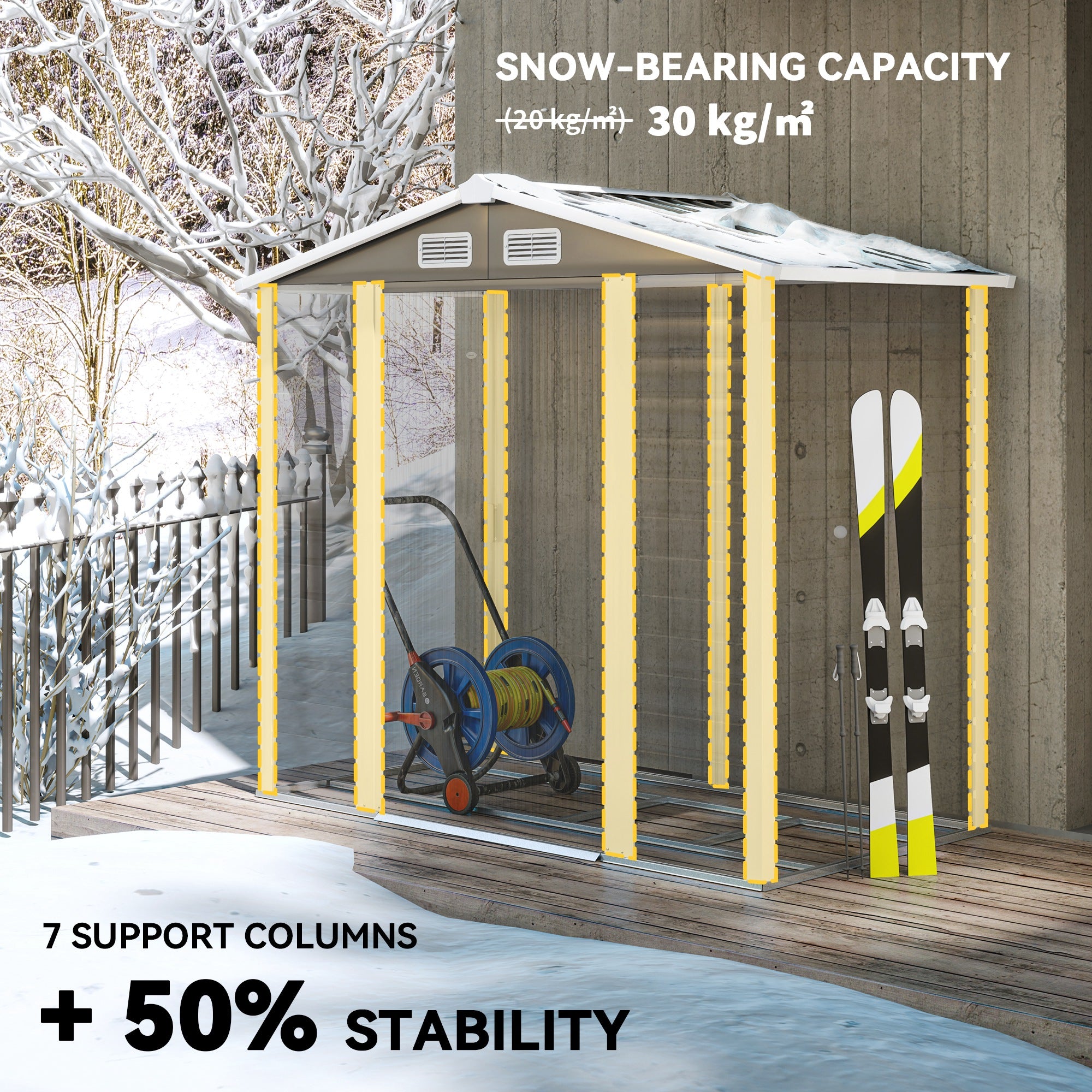 7' x 4' Outdoor Storage Shed, Metal Garden Shed with Lockable Doors and Gloves for Backyard, Garden, Patio, Dark Grey Sheds at Gallery Canada