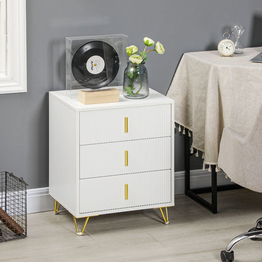 Drawer Chest, 3-Drawer Storage Cabinet Unit with Metal Legs for Living Room, 19.7"x15.7"x24.8", White Storage Cabinets White  at Gallery Canada