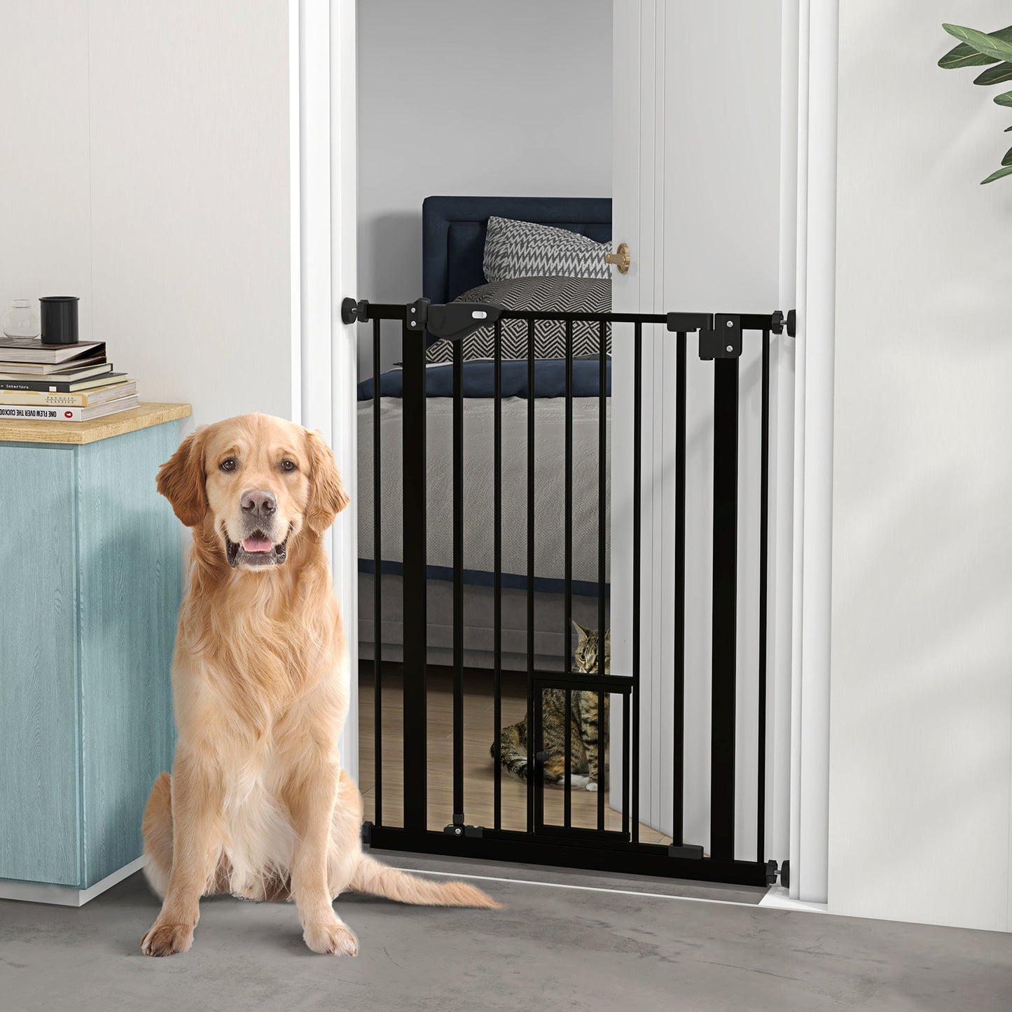 36" Easy Open Indoor Dog Gates for Doorways, House, Stair - Black Houses, Kennels & Pens   at Gallery Canada