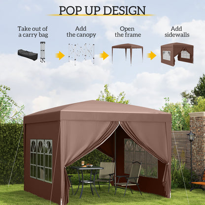 10'x10' Outdoor Pop Up Party Tent Wedding Gazebo Canopy with Carrying Bag (Coffee) Pop Up Canopies at Gallery Canada