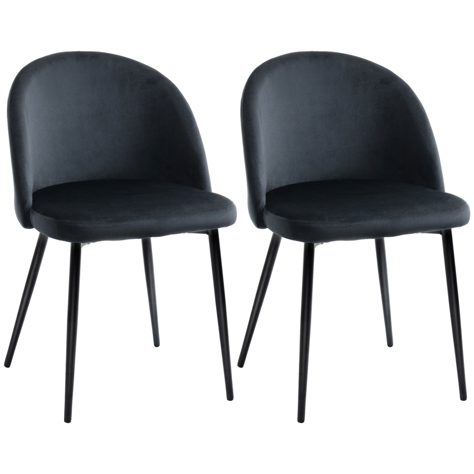 Set of 2 Modern Dining Chairs, Mid-Back Velvet-touch Upholstery Side Chair Table Chair for Living Room Dining Room, Black Bar Stools Black  at Gallery Canada