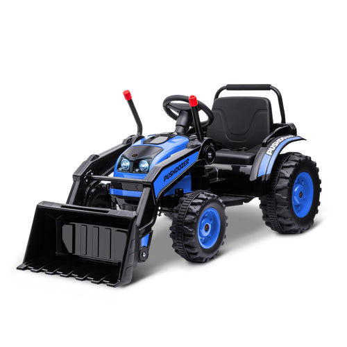 Kids Tractor 6V Battery Powered Digger Ride On Excavator Music Headlight Moving Forward Backward Blue