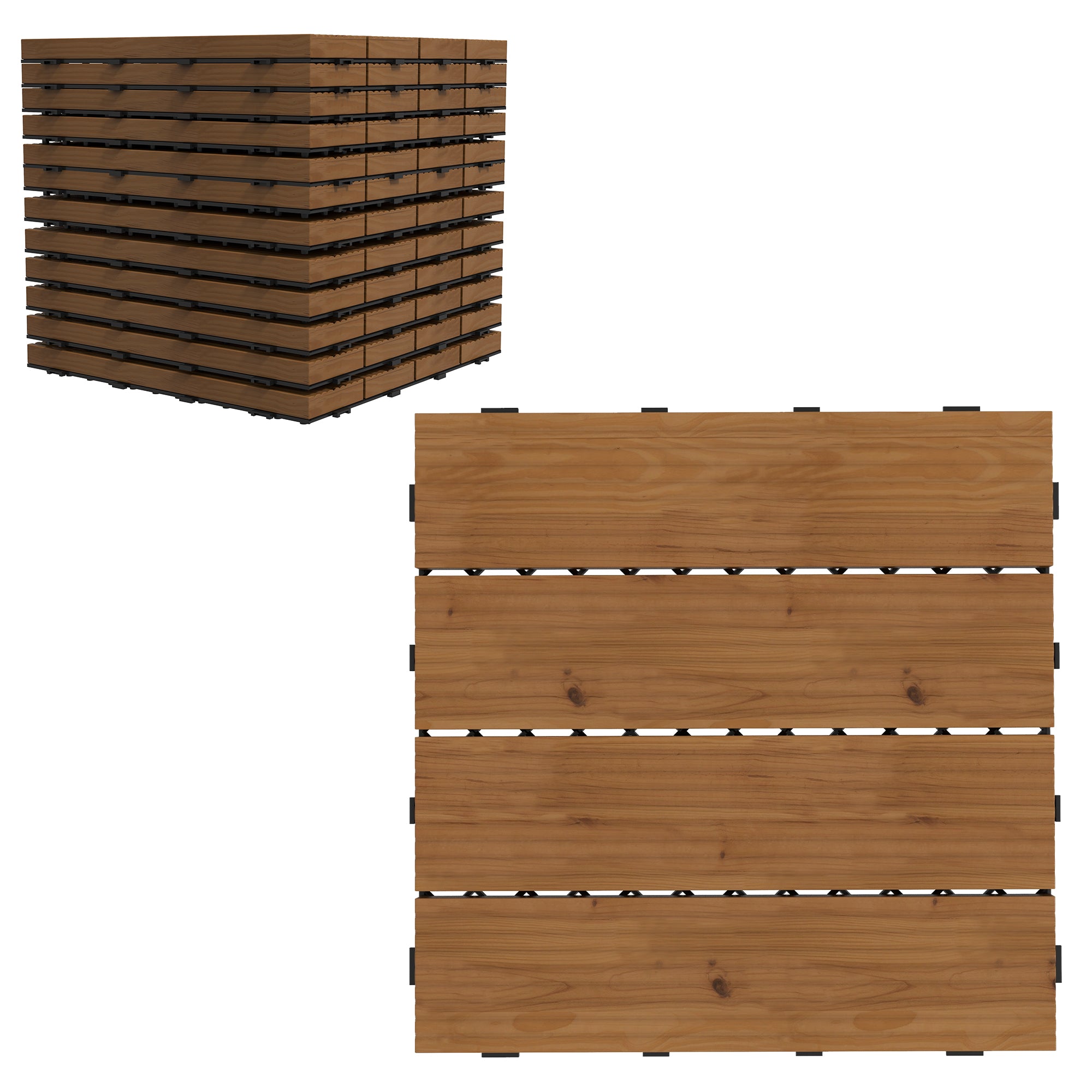 12 Pcs Garden Decking Tiles Wooden Outdoor Flooring Tiles for All Weather Use, Brown Deck Tiles at Gallery Canada