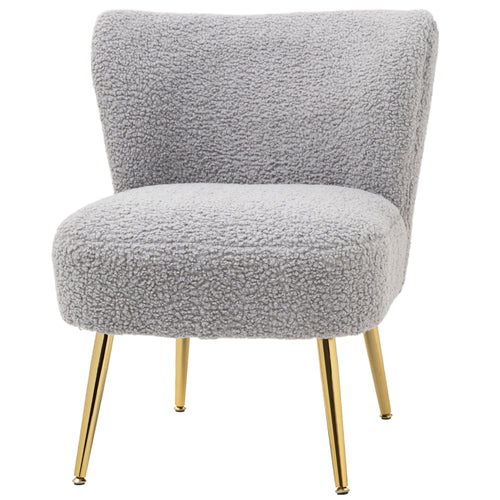 Lounge Chair for Bedroom Living Room Chair with Soft Upholstery and Gold Legs Charcoal Grey