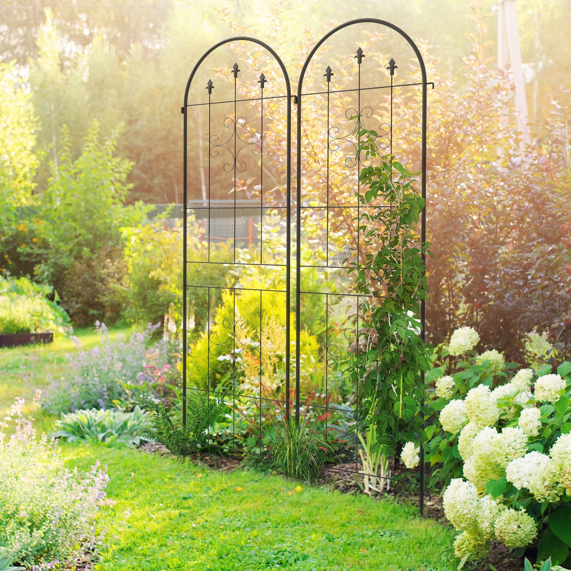 Metal Trellis Set of 2, Garden Trellis for Climbing Plants Support Frames, Arrow Design Plant Stands at Gallery Canada