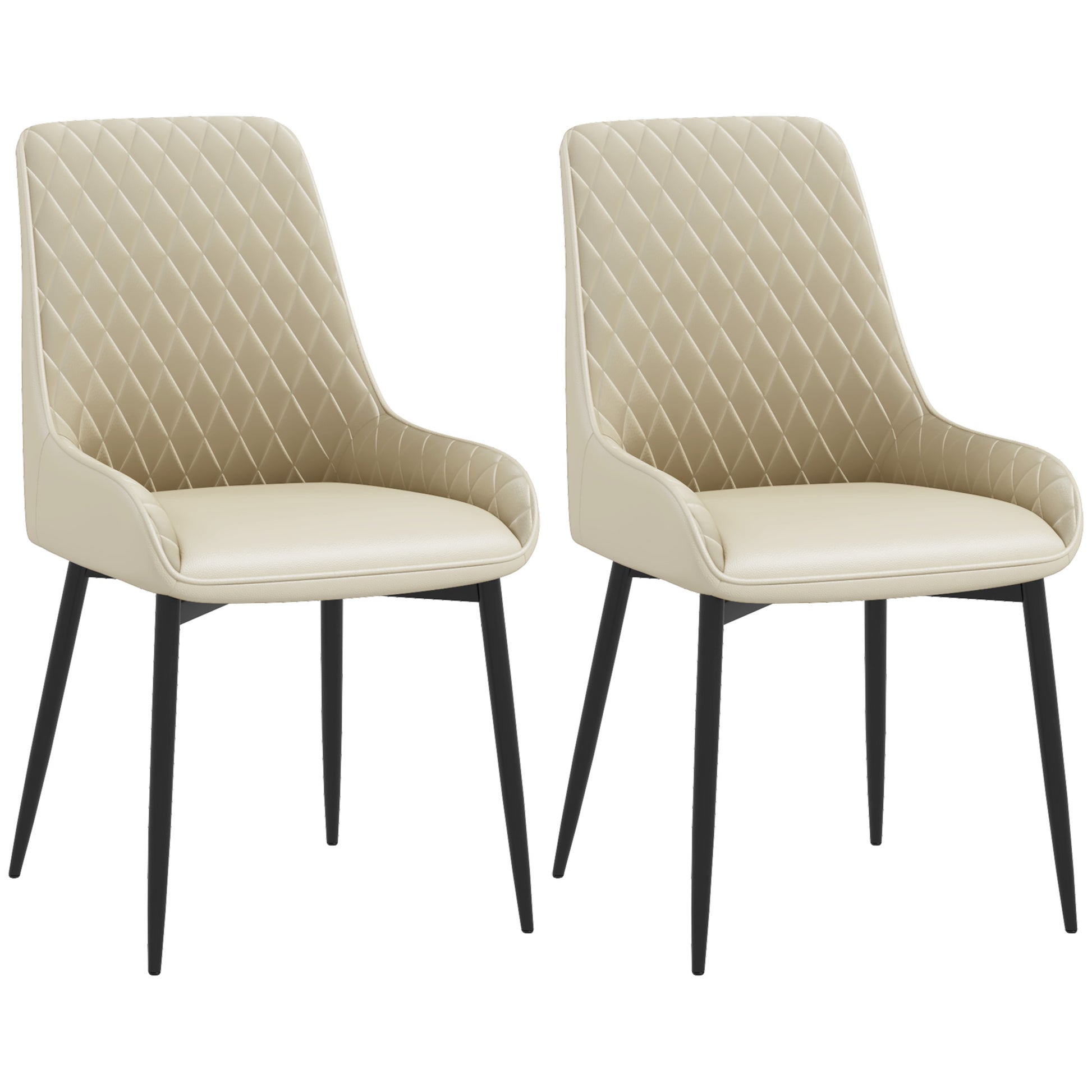 Modern Dining Chairs Set of 2, PU Leather Kitchen Chairs with Metal Legs for Dining Room, Living Room, Khaki Dining Chairs   at Gallery Canada