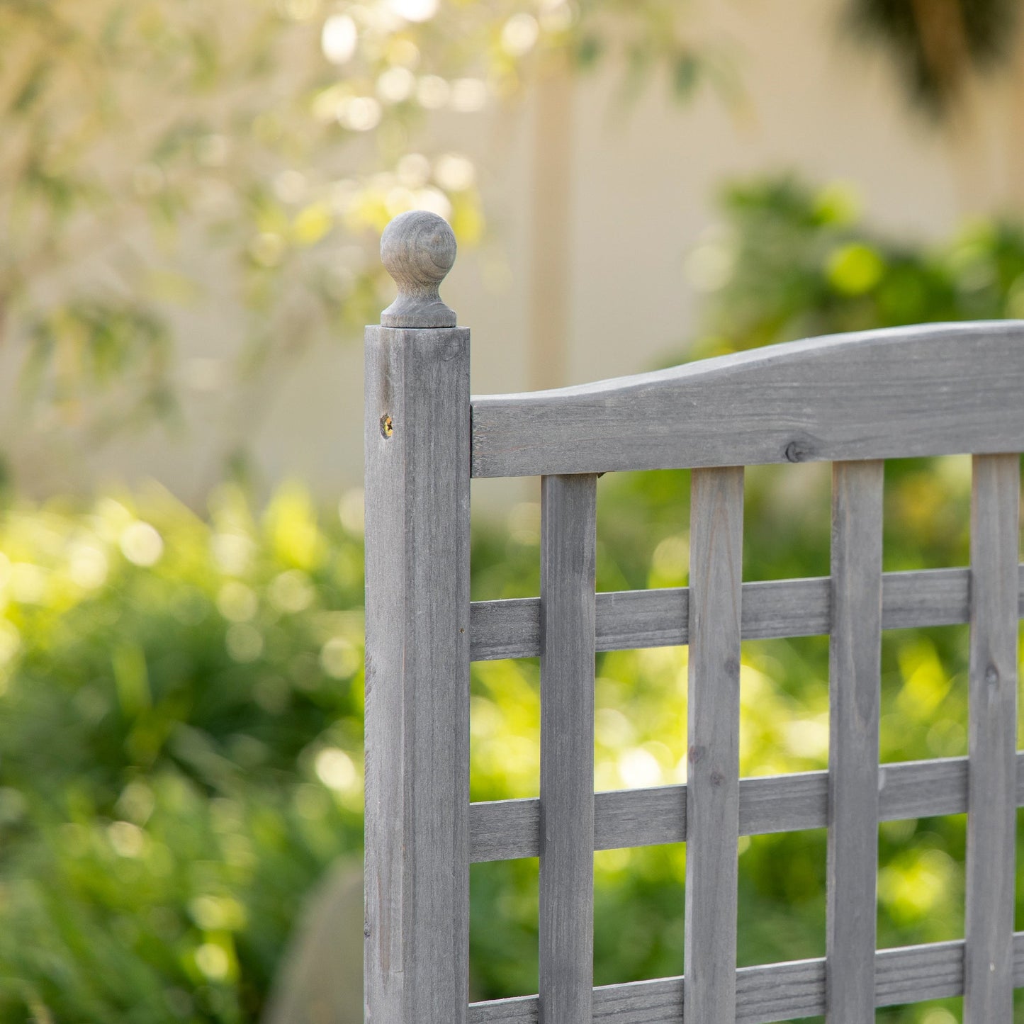 Raised Garden Bed with Trellis for Climbing Vines, Wood Planter Box for Garden, Free Standing Flower Bed, Indoor Outdoor Display Rack, 25.2" x 11" x 47.2", Grey - Gallery Canada