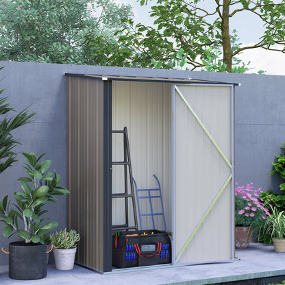 5' x 3' Outdoor Storage Shed, Steel Garden Shed with Single Lockable Door, Tool Storage Shed for Backyard, Light Grey Sheds at Gallery Canada