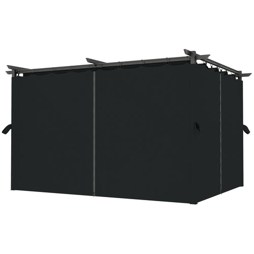 10' x 13' Pergola with Retractable Canopy and Curtains, UPF30+ Sun Shade Shelter for Grill, Garden, Backyard, Deck