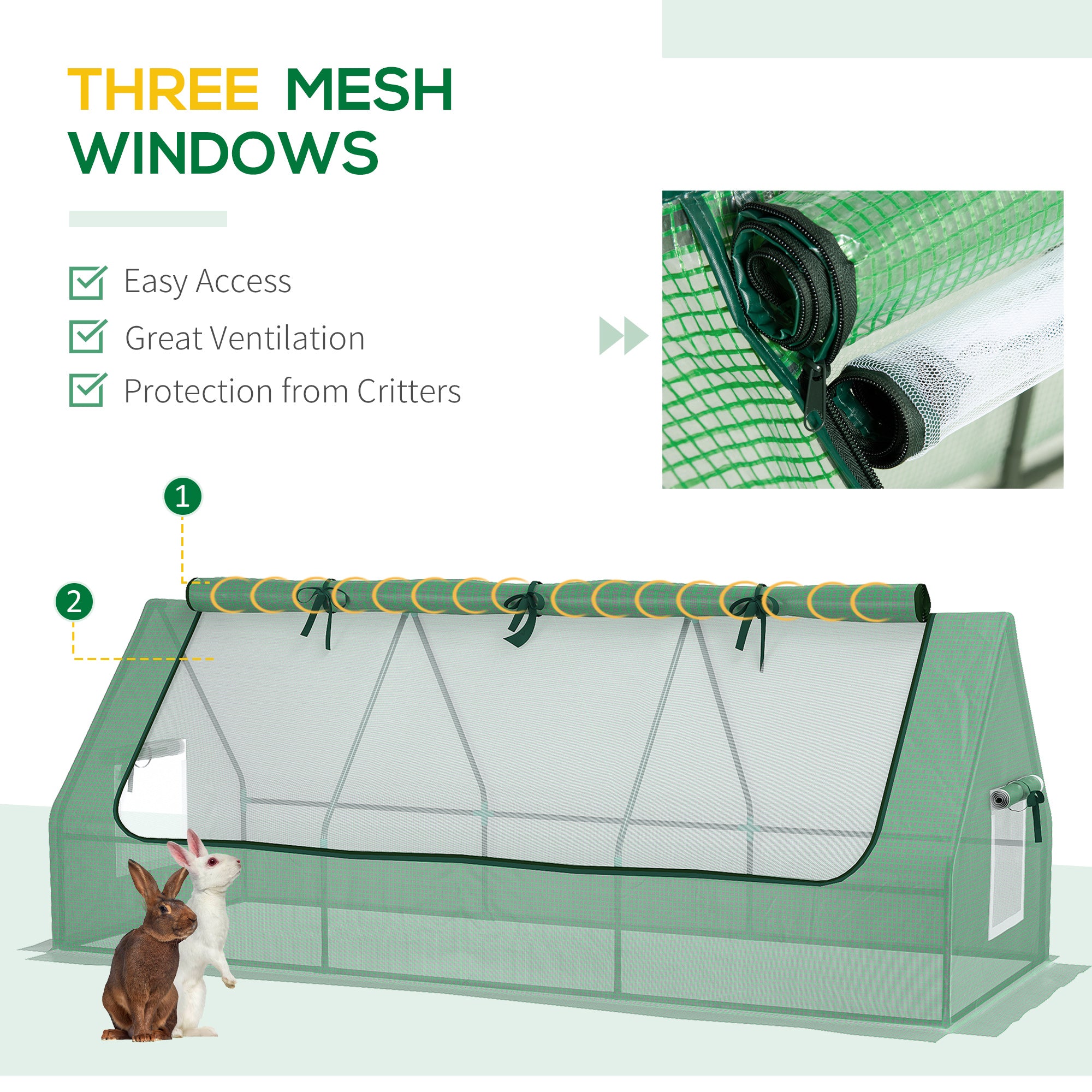 Portable Mini Greenhouse with Mesh Windows for Indoor and Outdoor, 94.5