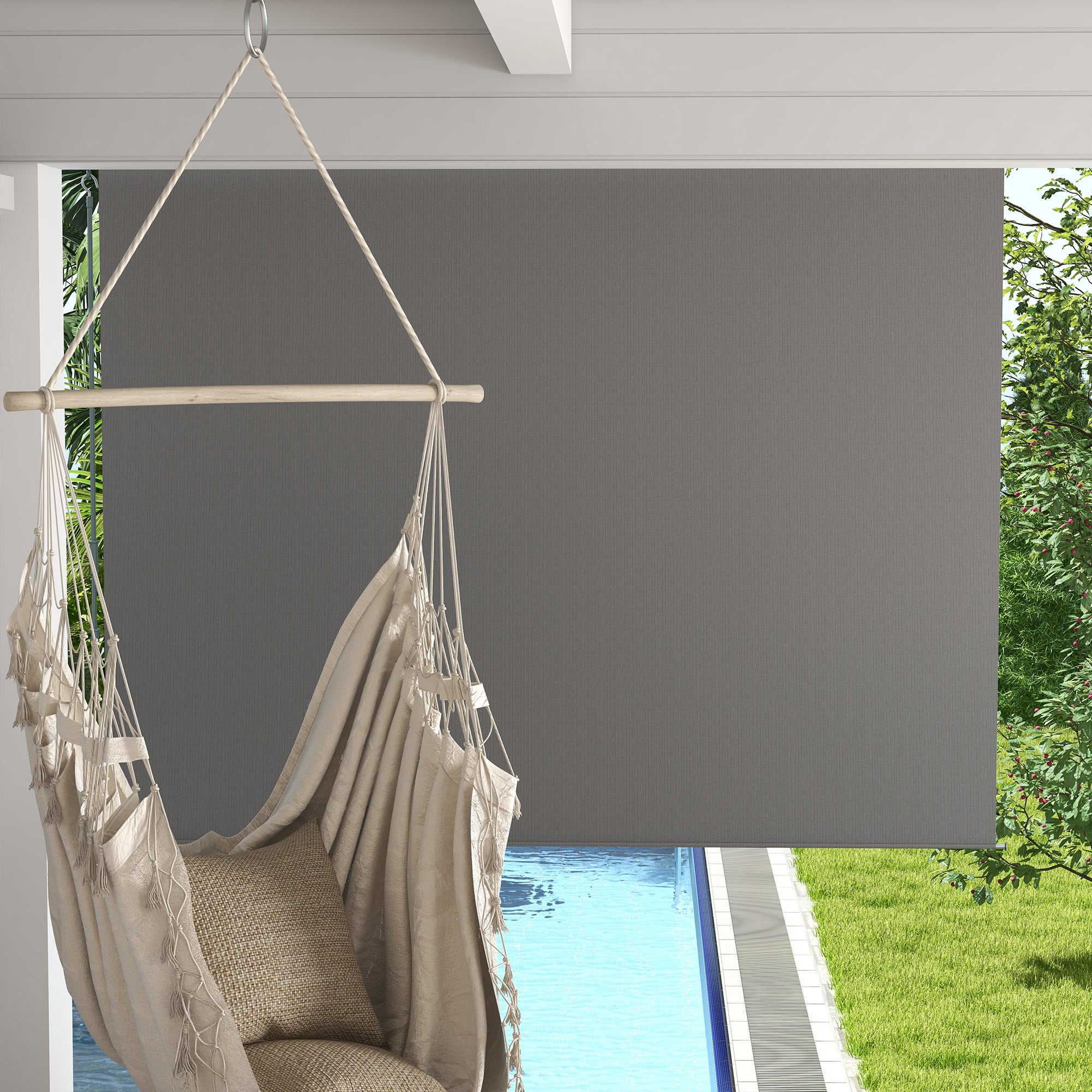 8' x 6' Patio Door Blinds, Outdoor Roller Shades, Cordless Roll Up Shade for Porch Gazebo, Light Grey Side Awnings at Gallery Canada
