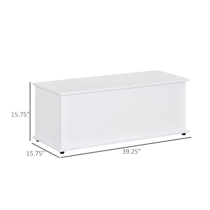 39.5" Lift Top Storage Chest with 2 Safety Hinges, Toy Box Organizer with Flip-Top Lid, Entryway Storage Bench, White Storage Cabinets White  at Gallery Canada