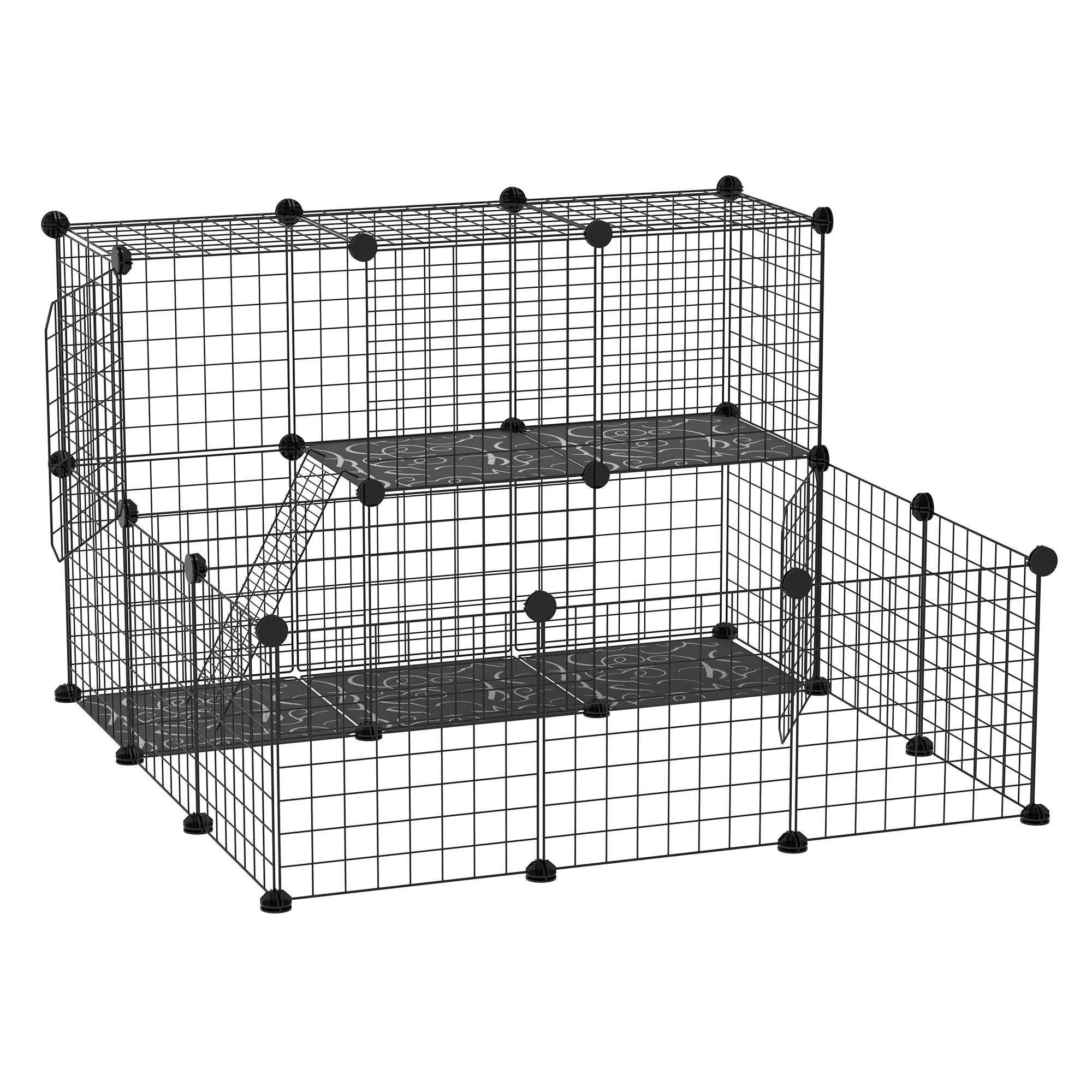 31-Panel Small Animal Cage with Door for Rabbit, Guinea Pig, Chinchilla, Black Houses & Habitats Black  at Gallery Canada